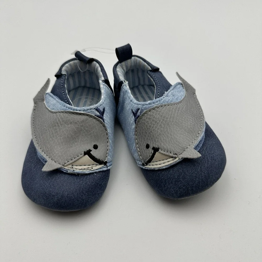 Ro+Me by Robeez Baby Boys Gray Whale Shoes Slip On Soft Sole Unworn 6-12 Months